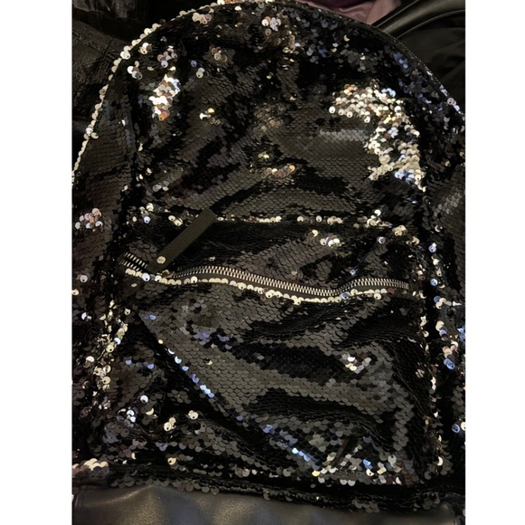 Black Sequin Zippered Backpack